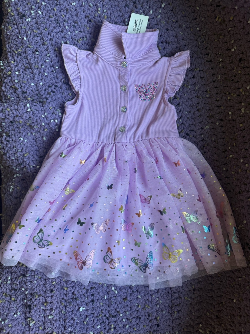 lilt Lavender Ribbed Toddler Dress with Heart Logo